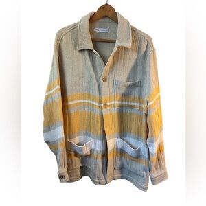 Zara Men's Hemp Shacket Jacket Button Down Top Cotton Blend Natural Yellow Xl